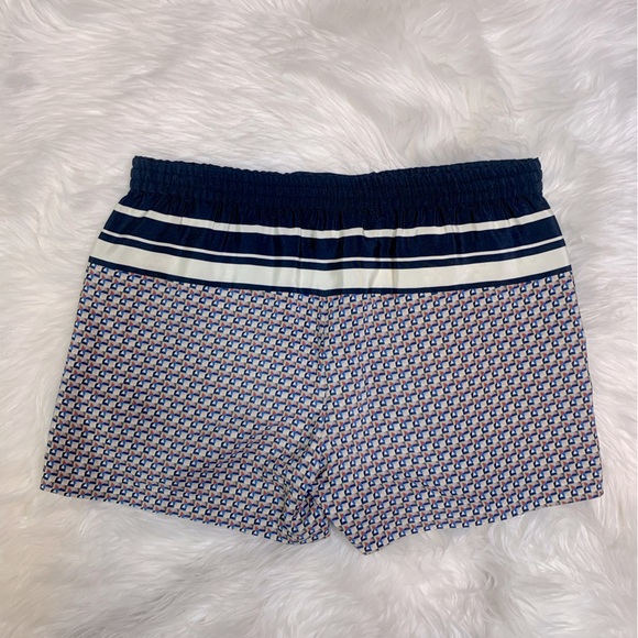 Vince 100% Silk Border Print Drawstring Shorts Coastal Blue - Size Small - Picture 9 of 12